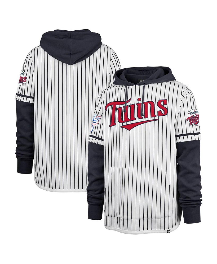 47 Men's White Minnesota Twins Pinstripe Double Header Pullover Hoodie