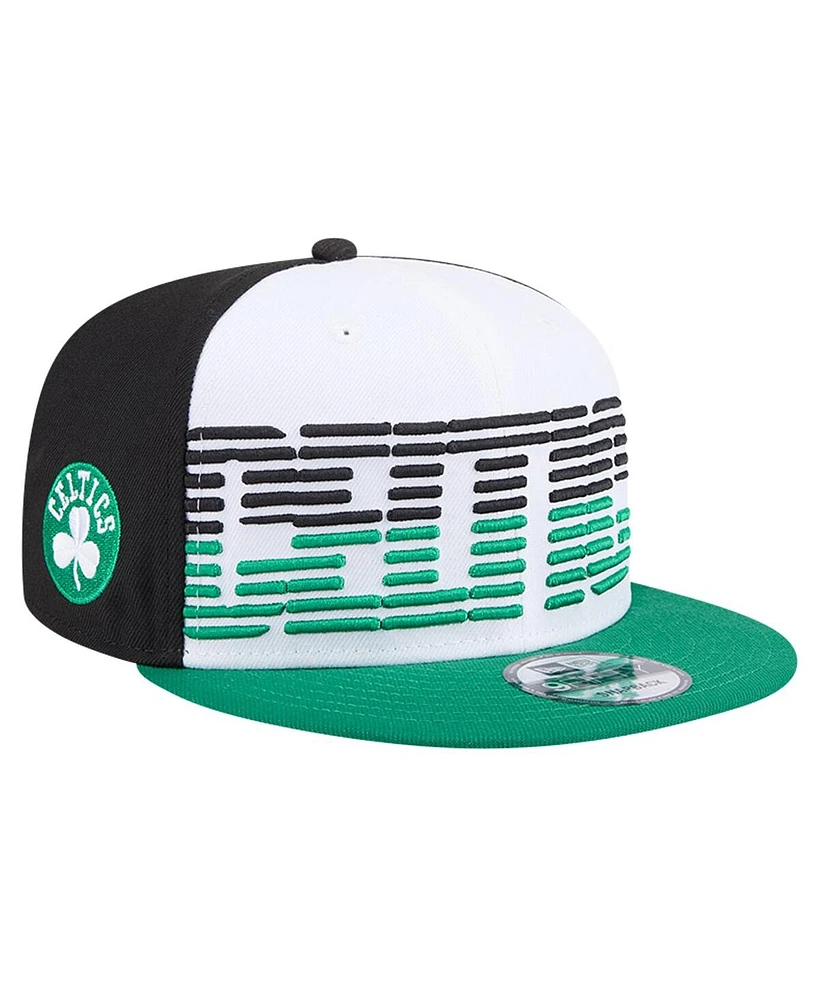 New Era Men's White/Kelly Green Boston Celtics Throwback Gradient Tech Font 9fifty Snapback Hat