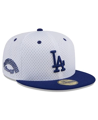 New Era Men's White Los Angeles Dodgers Throwback Mesh 59fifty Fitted Hat