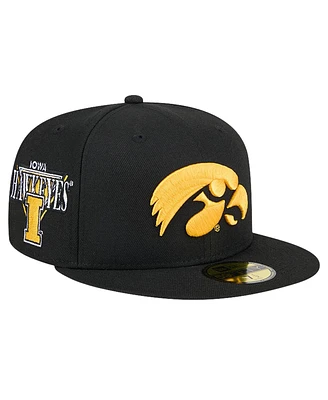 New Era Men's Black Iowa Hawkeyes Throwback 59fifty Fitted Hat