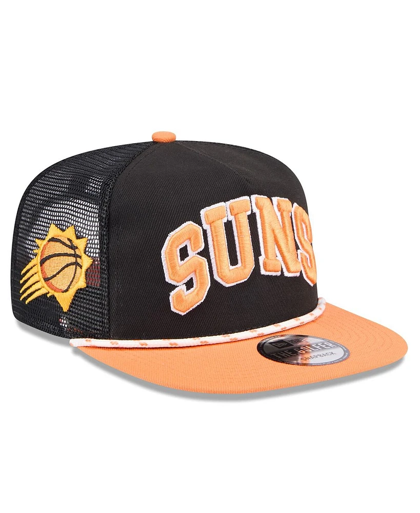 New Era Men's Black/Orange Phoenix Suns Throwback Team Arch Golfer Snapback Hat