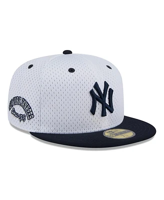 New Era Men's White New York Yankees Throwback Mesh 59fifty Fitted Hat