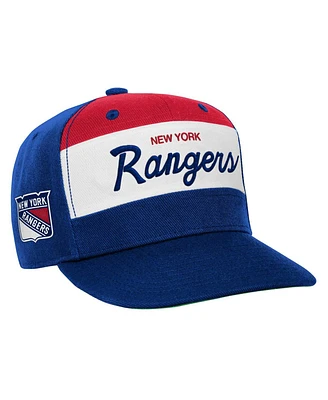 Mitchell Ness Youth Blue New York Rangers Retro Script Color Block Adjustable Hat