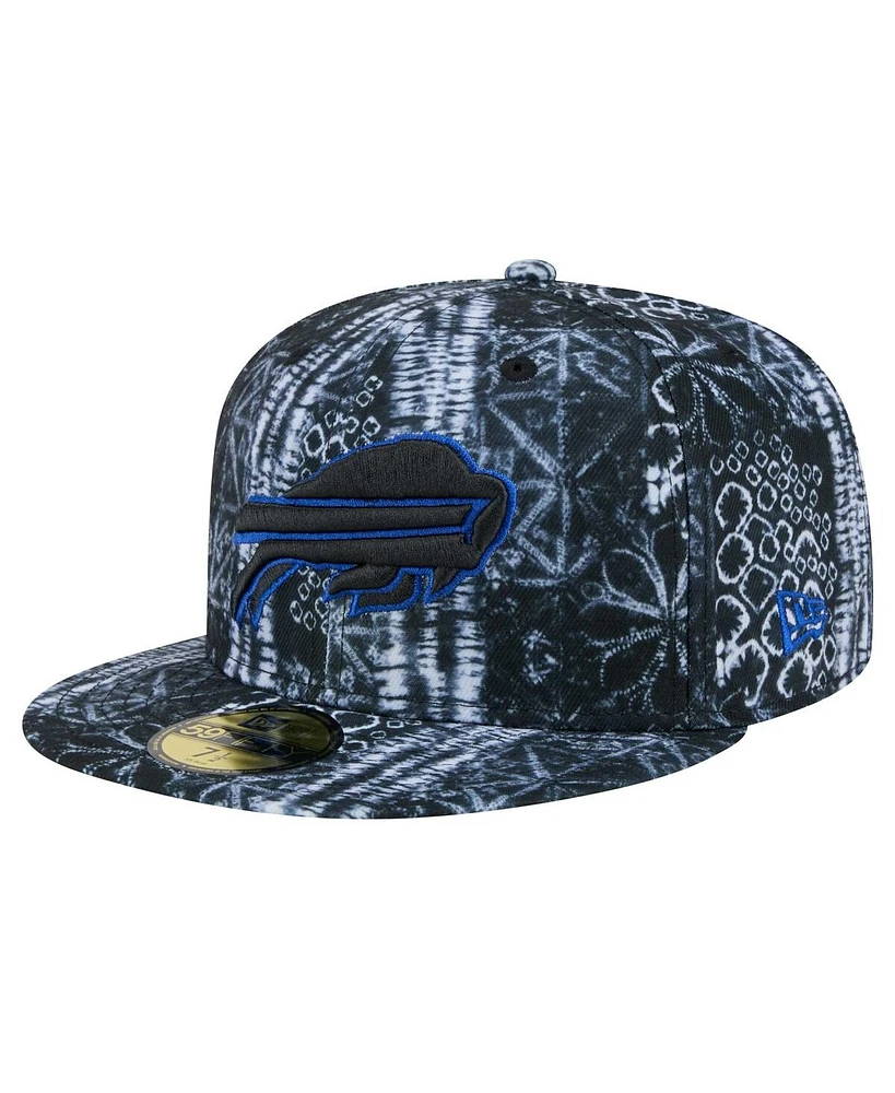 New Era Men's Black Buffalo Bills Shibori 59fifty Fitted Hat