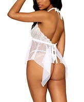 Dreamgirl Lace and Mesh Babydoll and G-string Set