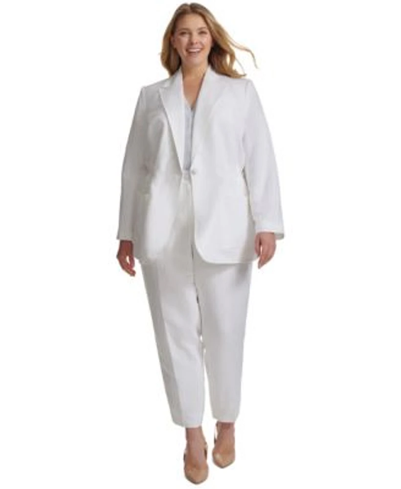 Calvin Klein Plus Size Elasticized Waist Blazer Slim Leg Tab Waist Pants