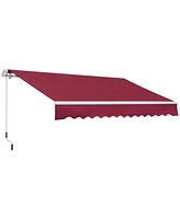 Outsunny 12' x 8' Retractable Awning Patio Awning Sun Shade Shelter, Red