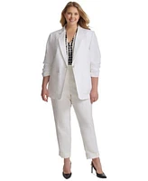 Calvin Klein Plus Size Ruched 3 4 Sleeve Blazer Mid Rise Cuffed Ankle Pants