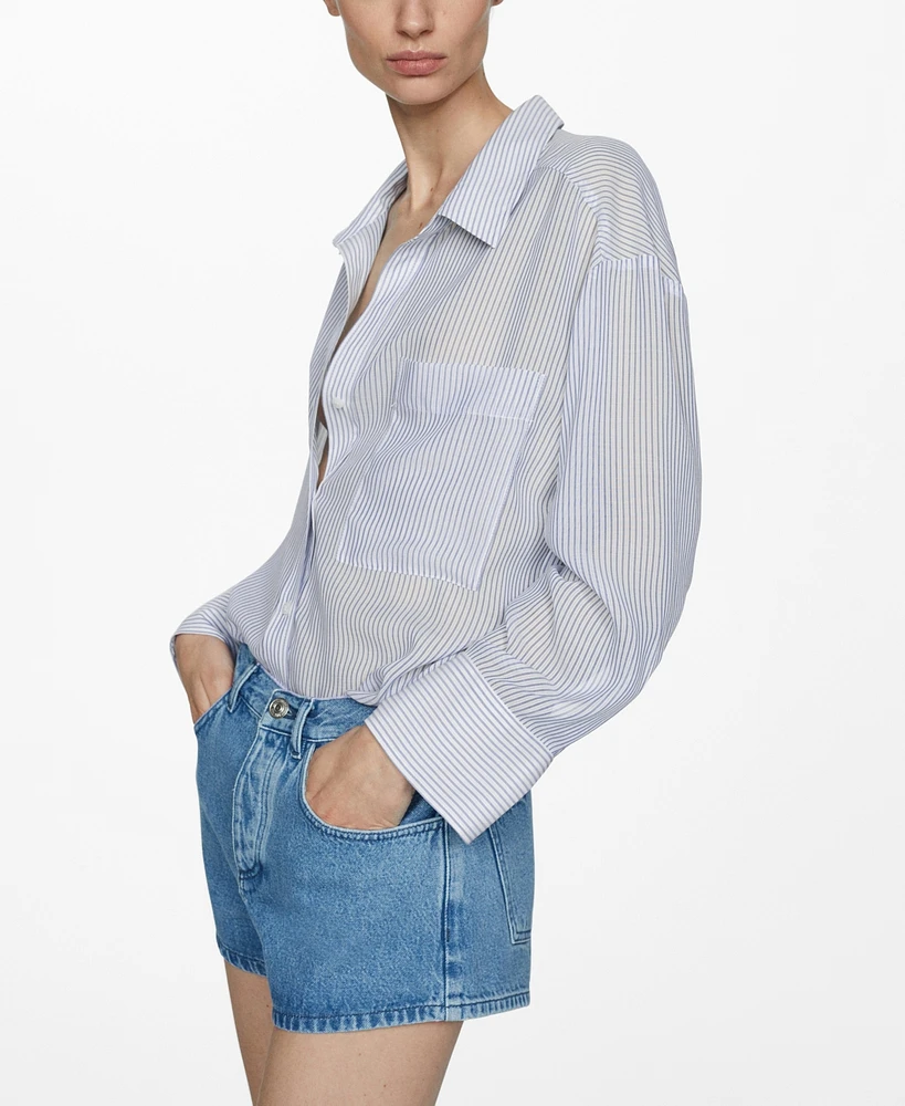 Mango Women's Pocket Striped Shirt