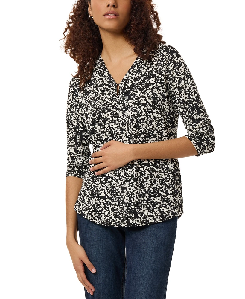 Jones New York Women's Printed Moss Crepe 3/4-Sleeve Top