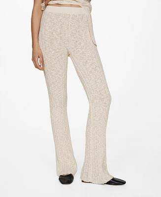 Mango Women's Ribbed Flared Trousers