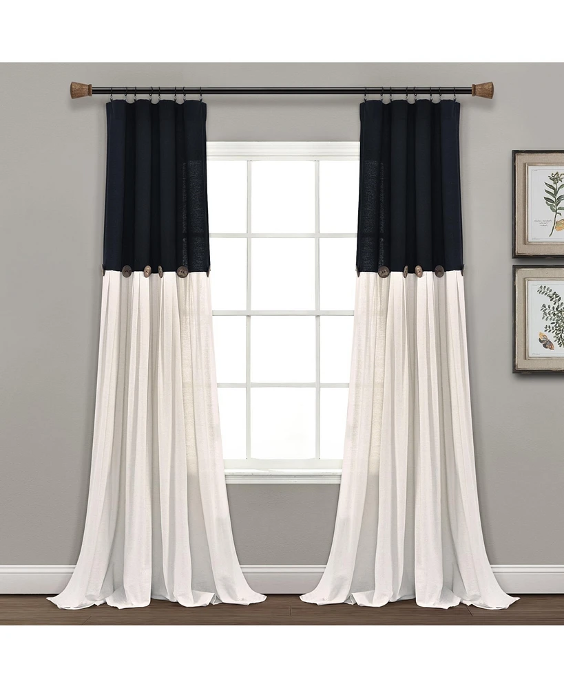 Lush Decor Linen Button Window Curtain Panels