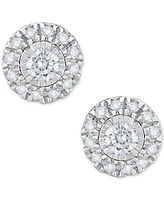 Diamond Halo Stud Earrings (1/4 ct. t.w.) in 14k White Gold or 14k Gold