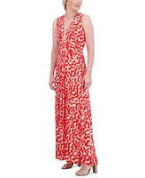 Jessica Howard Women's Printed Ruched Maxi Dress