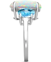 Lab Grown Opal & Sky Blue Topaz (2 ct. t.w.) Ring in Sterling Silver