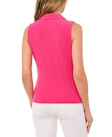 CeCe Women's Sleeveless Polo-Collar Solid-Knit Top