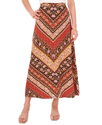 Vince Camuto Women's Chevron-Print Pull-On A-Line Maxi Skirt
