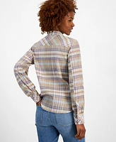 Nautica Jeans Women's Plaid Long-Sleeve Roll-Tab Shirt