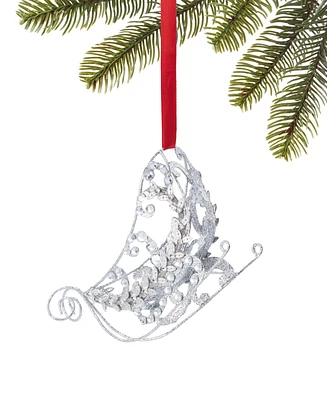 Holiday Lane Jeweled Elegance Glittered Sled Ornament, Created for Macy's