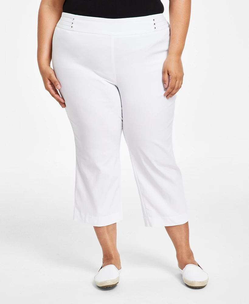 Jm Collection Plus Tummy Control Pull-On Capri Pants, Created for Macy's