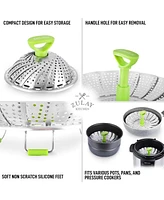 Zulay Kitchen Expandable Vegetable Steamer Basket Stainless Steel Fits Various Size Pots, Pans, & Pressure Cookers