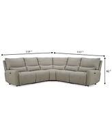 Olper 5-Pc. Fabric Zero Wall Sectional Sofa with Two Power Motion Pieces, Created for Macy's