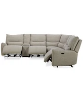 Olper -Pc. Fabric Zero Wall Sectional Sofa with Three Power Motion Pieces & Console