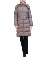 Tahari Women's Shine Faux-Fur-Trim Hooded Puffer Coat