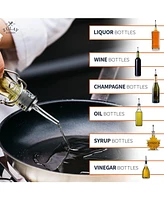 Stainless Steel Liquor Pourers with Rubber Dust Caps - 6 Pack