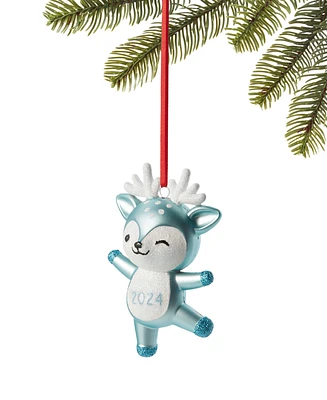 Holiday Lane Baby's First Blue Glass Deer Ornament, Exclusively at Macy's