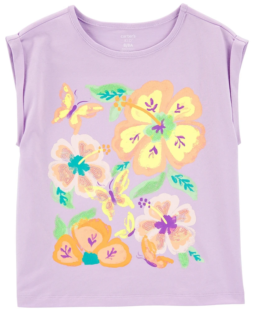 Carter's Big Girls Floral Knit Tee