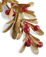 Holiday Lane Christmas Cheer Mistletoe with Red Berries Pick, Created for Macy's