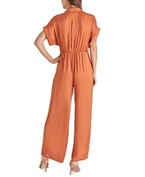 Steve Madden Women's Tori Cuffed-Sleeve Tie-Front Jumpsuit