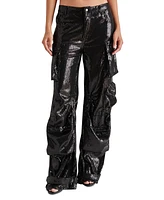 Steve Madden Women's Duo Sequin Relaxed Cargo Pants