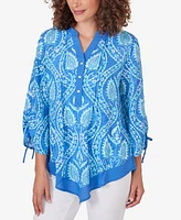 Ruby Rd. Petite Polynesian Bali Pull Over Pointed Hem Top