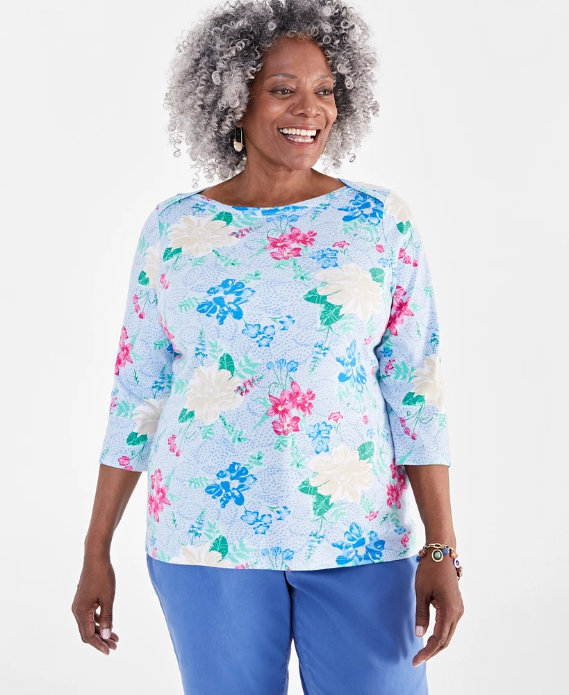 Style & Co Plus Printed Pima Cotton Top