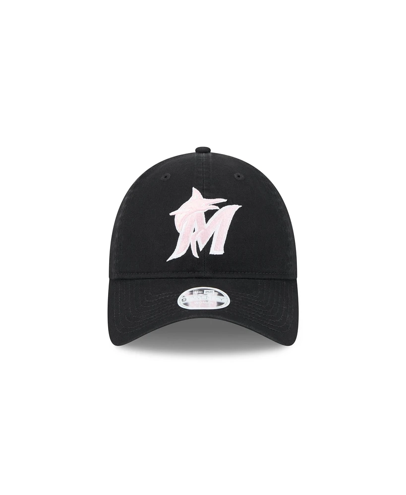 New Era Women's Black Miami Marlins 2024 Mother's Day 9TWENTY Adjustable Hat