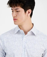 Alfani Men's Slim-Fit Dash-Print Dress Shirt, Created for Macy's