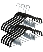 10 Pack Clothes Hangers with Clips - Black Velvet Hangers use for Skirt Hangers - Clothes Hanger for Pants Ultra Thin No Slip Hangers