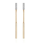 Vince Camuto Two-Tone Glass Stone Baguette Drop Dangle Earrings