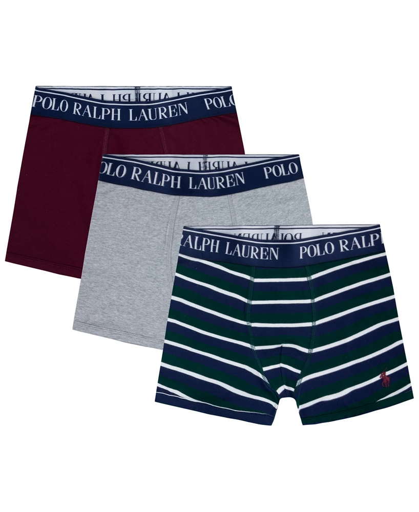 Polo Ralph Lauren Big Boys Cotton Stretch Boxer Briefs 3-Pack