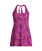 Lands' End Women's Square Neck Halter Swim Dress One Piece Swimsuit