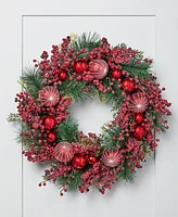 Holiday Lane Christmas Cheer Red Berries Wreath, Created for Macy's