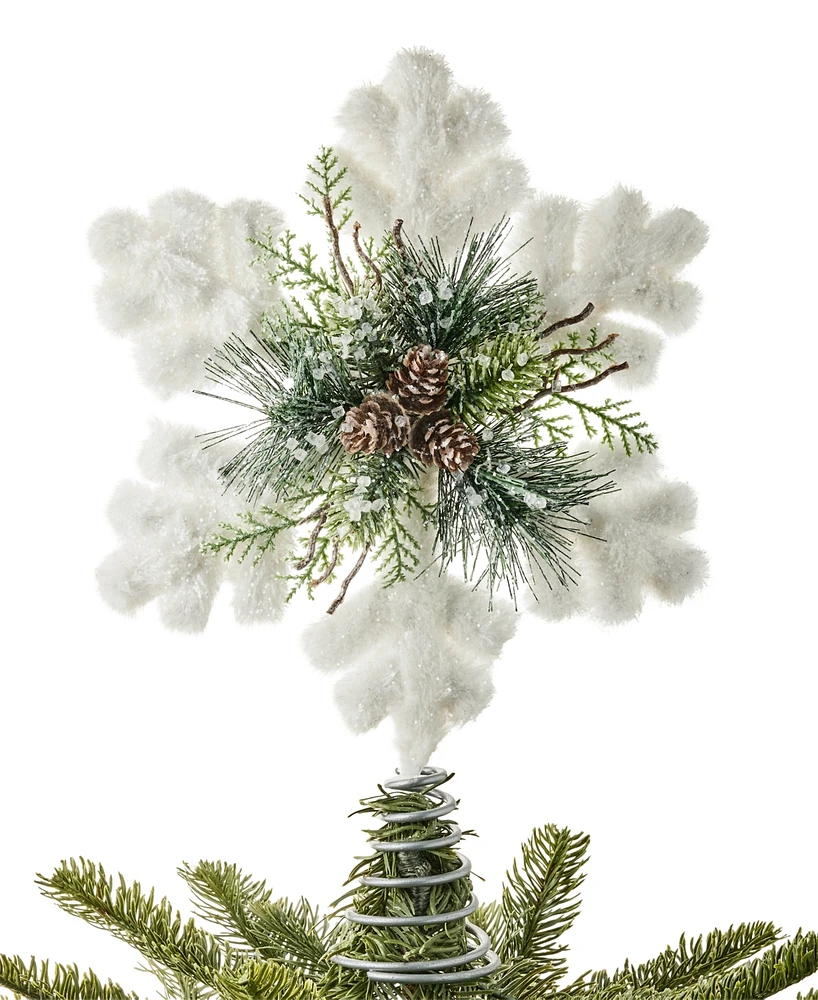 Holiday Lane Northern Holiday White & Green Snowflake Tree Topper, Created for Macy's