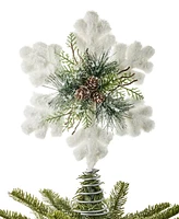 Holiday Lane Northern Holiday White & Green Snowflake Tree Topper, Created for Macy's