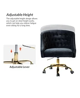 Hulala Home Modern Cute Velvet Desk Chair with Gold Base for Living Room,Bedroom