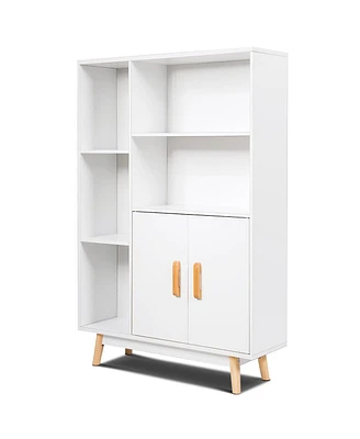 Slickblue Free Standing Pantry Cabinet with 2 Door Cabinet and 5 Shelves