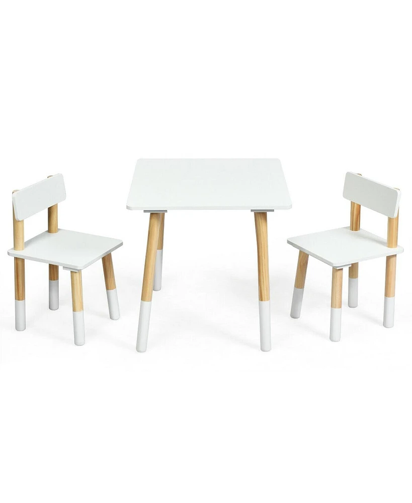 Slickblue Kids Wooden Table and 2 Chairs Set-White