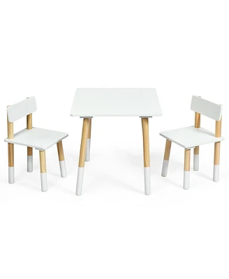 Slickblue Kids Wooden Table and 2 Chairs Set-White