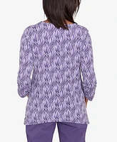 Alfred Dunner Charm School Women's Monotone Diamond Print Top